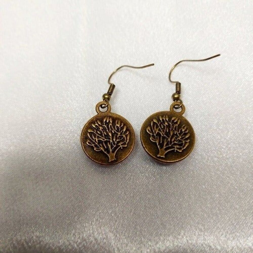 * neckalace & earings marbled purple set gold tone metal - Picture 6 of 8